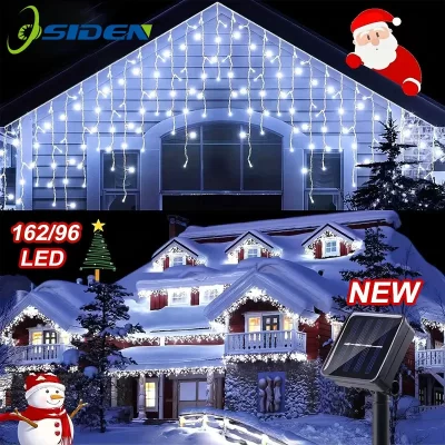 Novo 2025 luzes de sincelo solar led luzes de decoração de natal à prova dwaterproof água ao ar livre luzes do jardim 8 modos para festa em casa dia das bruxas