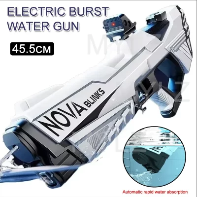 Pistola de água elétrica contínua, absorção de água totalmente automática, batalhas ao ar livre de grande capacidade, luta de água de verão, brinquedos para crianças