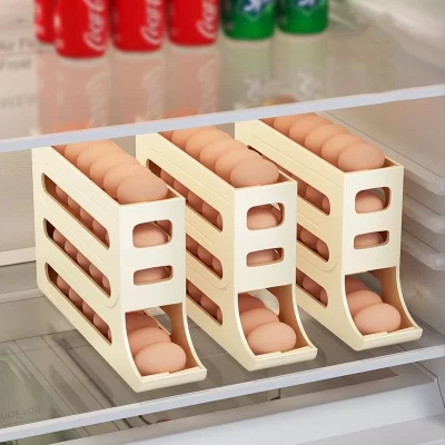 Frigorífico Egg Storage Box, Grande Capacidade, Dedicado Carton, Egg Rolling, Cozinha