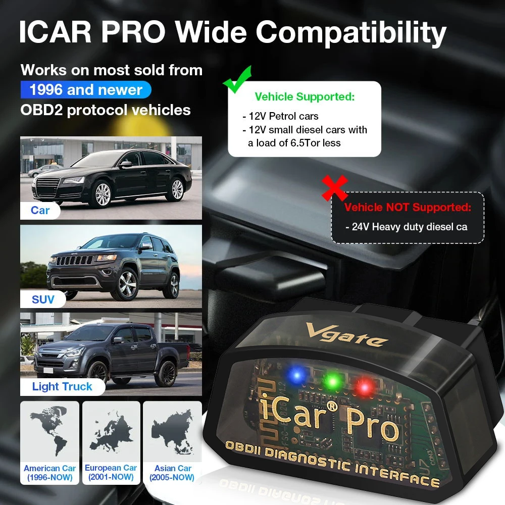 Vgate-Pro Car Ferramenta de Diagnóstico Original, elm327, V2.3, OBD2, WiFi, Android, IOS, BT3.0, BT4.0, ODB2, Scanner - Image 4