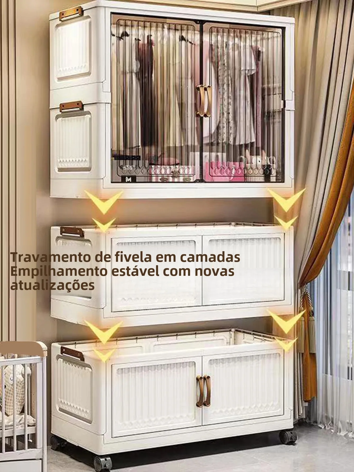 Armário dobrável multifuncional de 70/80cm de comprimento, grande capacidade, à prova de poeira, guarda-roupa, artigos diversos, organizador de armário - Image 5