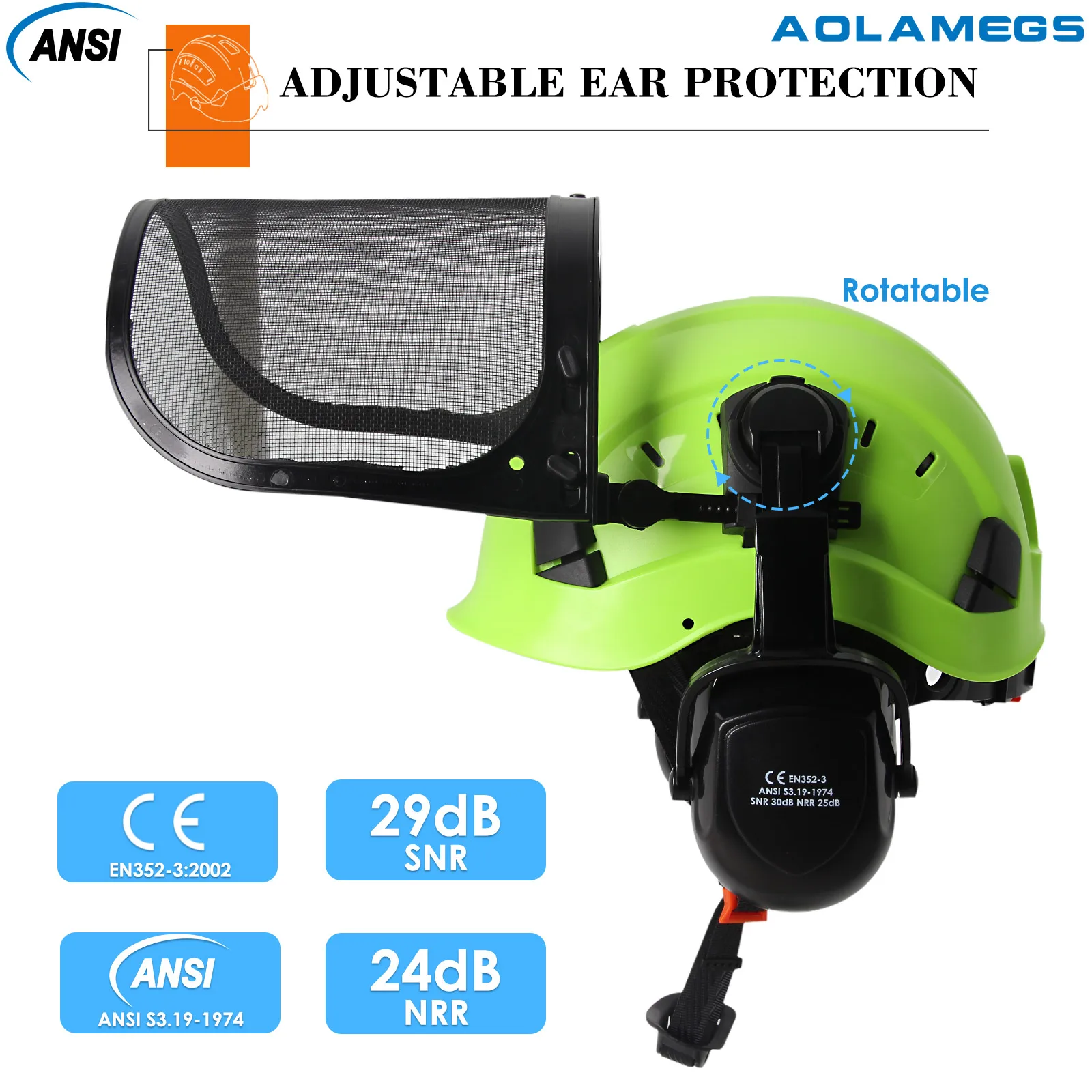 Capacete de segurança florestal ce com protetores de orelha protetor facial abs ansi registro capacete industrial 3 em 1 roçadora aparador chapéu respirável - Image 3