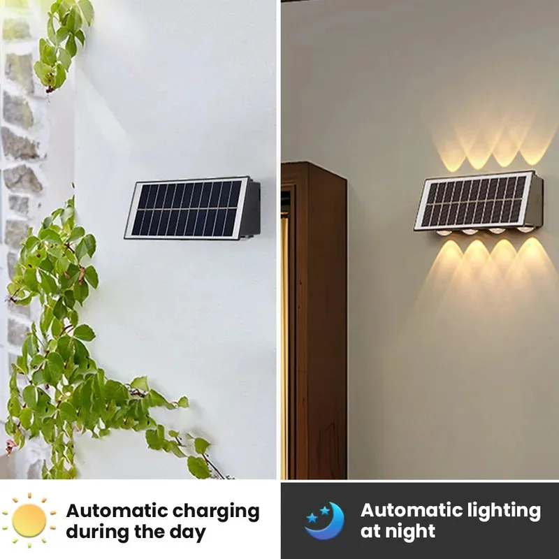 Lâmpada de parede solar ao ar livre à prova dwaterproof água movido a energia solar luz para cima e para baixo iluminar casa jardim quintal decoração fora das luzes solares - Image 2