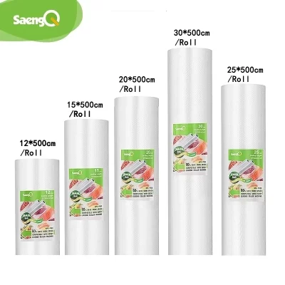 SaengQ sacos de vácuo para alimentos aferidor do vácuo alimentos frescos manter longo 12 + 15 + 20 + 25 + 30 cm * 500 cm rolos/lote sacos para embalador a vácuo