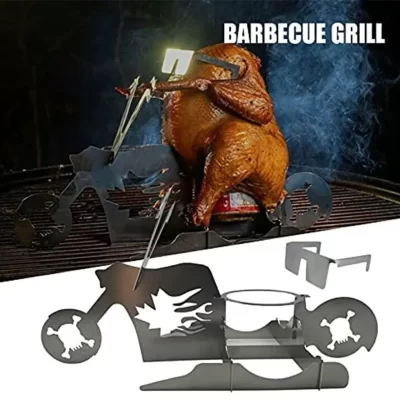 Portátil suporte de frango cerveja pode engraçado americano motocicleta churrasco grill aço inoxidável ferramentas rack frango legal titular presente