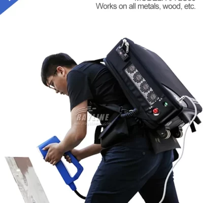 Mochila portátil de 50w 100w 200w, máquina de limpeza a laser pulsada para metal, madeira, pintura a óleo, remoção de ferrugem, 2 anos de garantia