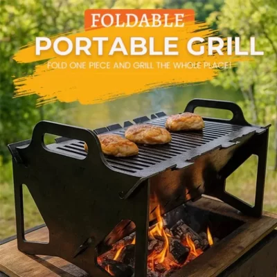 Acampamento ao ar livre dobrável churrasco de aço inoxidável portátil churrasqueira a carvão ferramentas acampamento ao ar livre durável com alças