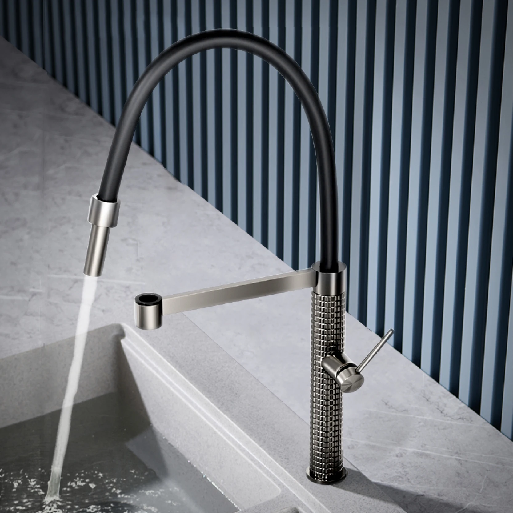 AITANA-torneira de cozinha de latão de luxo, alça única, fria e quente, controle duplo, design moderno, pia preta simples - Image 3
