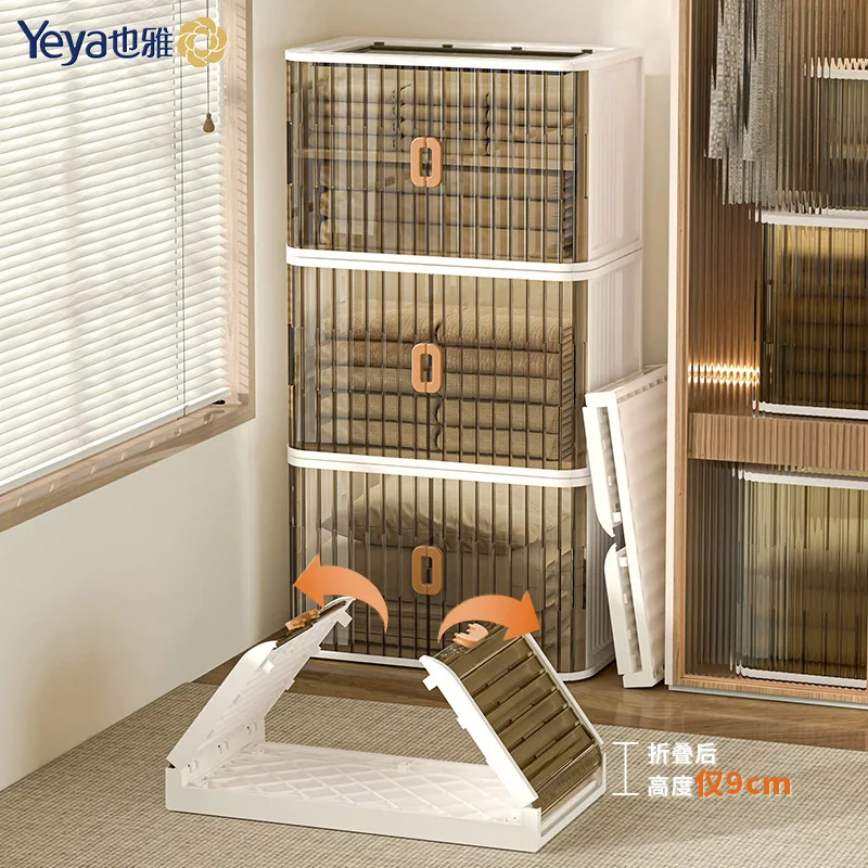 Formwell Storage bins with lids, 60cm width new design Storage box with sliding door, foldable, stackable, with bottom wheels - Image 5