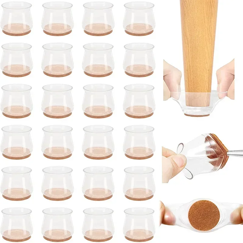Silicone Cadeira Leg Caps, Pés Protetores Pads, Tampas De Mesa Para Móveis, Plugs De Meias, Pés De Nivelamento, Home Decor, 24 Pcs, 4 Pcs - Image 4