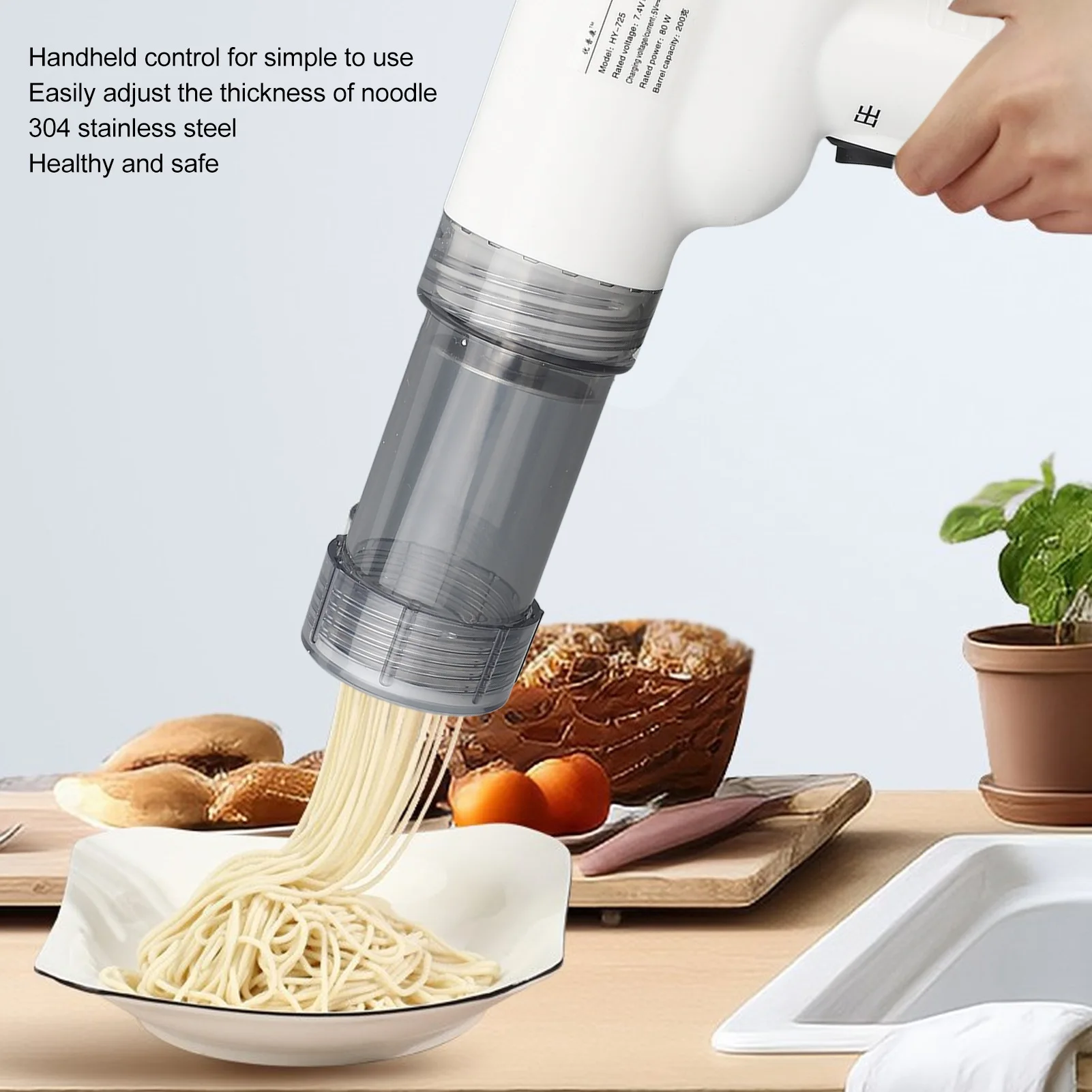 Electric Automatic Pasta Maker Handheld Labor Saving 304 Stainless Steel Pasta Noodle Making Machine