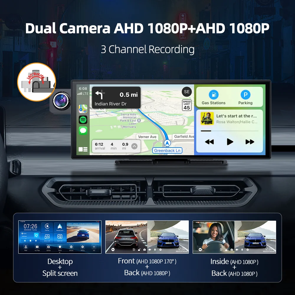 Imagebon W70 11.4" 8 Core Android 14 6+128G CarPlay & Android Auto Dash Cam GPS WiFi Google Play Youtube Netflix OTA Upgrade DVR - Image 5