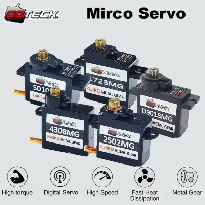 GOTECK 2g 4.3g 5g 9g 17g Digital Servo with Full Metal Gear for RC Car Boat Fixed-Wing and Airplane or Robot
