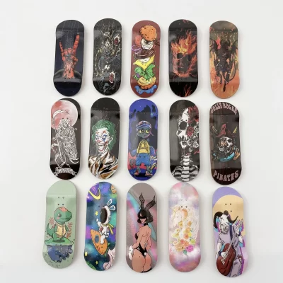 Plataforma de dedo de madeira de 34 mm com gráfico para mini skate profissional de dedo