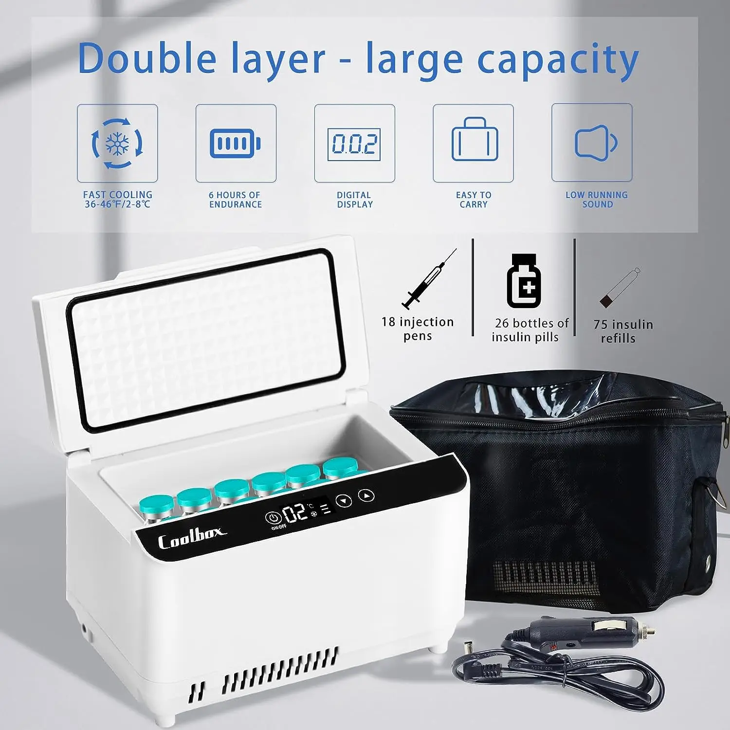 Insulin Cooler Box Travel Case Insulin Pen Medicine Refrigerator Portable Medical Refrigerator Double Deck Large Capacity - Image 4