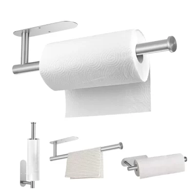 Suporte adesivo de papel higiênico, suporte de papel higiênico de aço inoxidável, cabide de tecido, suporte de filme plástico, toalhas de papel, à prova d'água