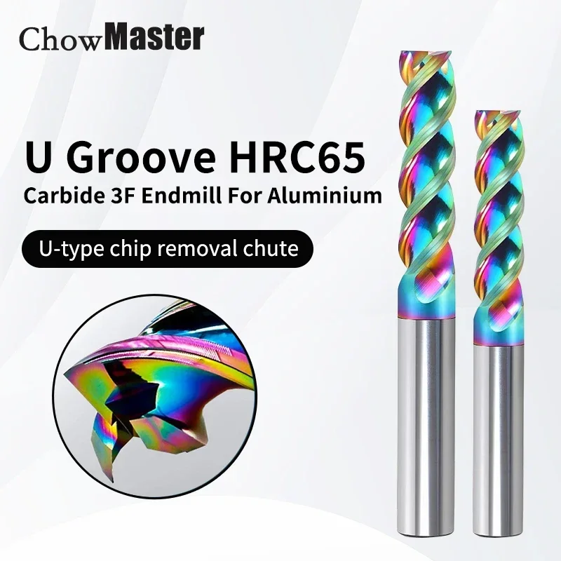 U Slot Carbide Endmill HRC65 3 Flute DLC Coating Tungsten Steen Milling Cutter 4mm 6mm 8mm 10mm 12mm CNC Tools for Aluminum