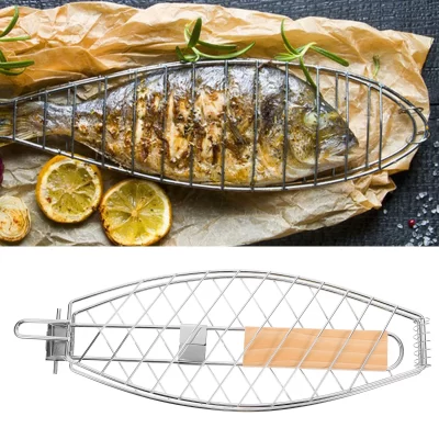 Cesta De Churrasco De Churrasco Portátil Em Aço Inoxidável, Cesta De Grelha De Peixe