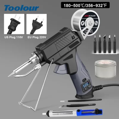 Kit de ferro de solda LCD Toolour com temperatura ajustável 180-520 ° C/356~932 ℉ Pistola de ferro de solda de estanho com envio automático para reparo de soldagem