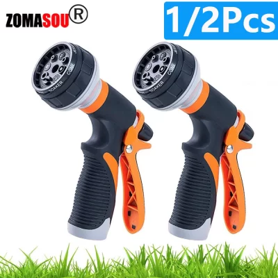 Zomasou 1/2 pçs mangueira de jardim pistola de água 8 modos lavagem carro pulverizador alta pressão rega bico para planta gramado quintal jato água