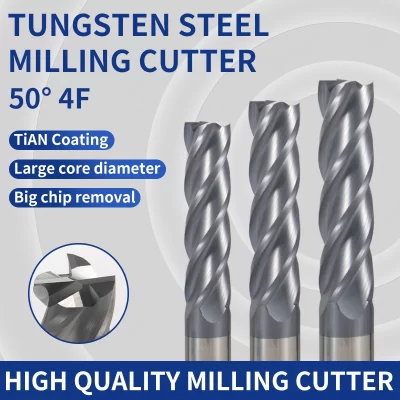 Fresa de topo hrc50 4 flauta 4mm 6mm 10mm 16mm 20mm fresagem de liga de carboneto de tungstênio fresa de aço ferramenta cnc