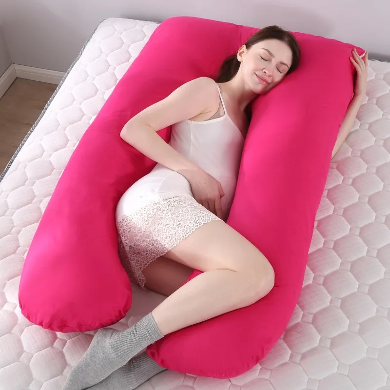 Almofada de corpo longo para gestantes, quatro estações, cor sólida universal, almofada em forma de U, suporte de cintura, amamentando, mãe - Image 4