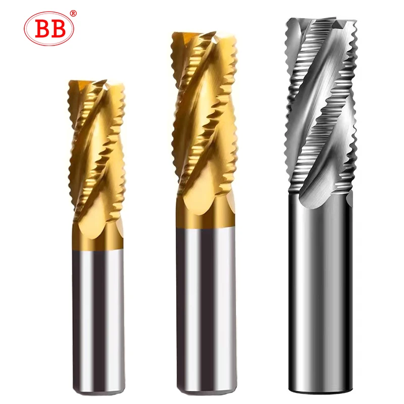 Moinho de topo de desbaste bb hss 3 4 flauta dentes de passo fino usinagem de aço de alumínio revestimento de estanho ferramenta de metal de baixa velocidade 6mm 7mm 8mm 10 12 - Image 2