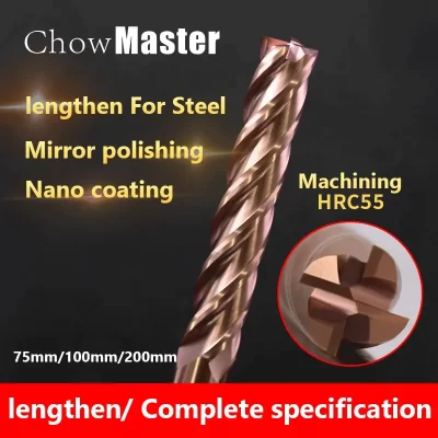 HRC 55 Tungsten Steel Milling Cutter, Four-Blade Coating End Milling Cutter, Flat-Bottom Milling Cutter CNC CNC Tool