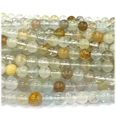 Veemake natural amarelo claro topázio redondo solto pedra preciosa contas jóias design colar pulseiras 08239