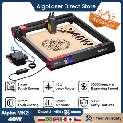 AlgoLaser 40W Alpha MK2 CNC Gravador a laser e cortador de metal acrílico roteador CNC para máquina comercial máquina de gravação a laser