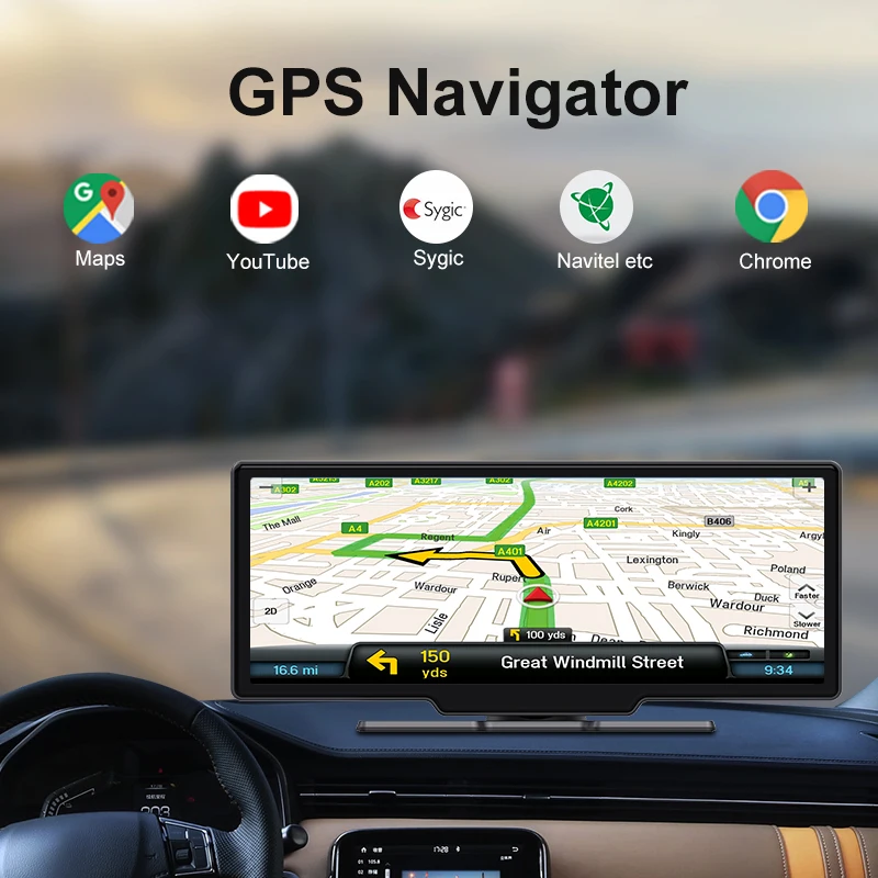10.26 Inch Car DVR 8G+32G Carplay Auto 4G GPS Navigation Dashboard FHD Dual Lens Android 14 Rearview Mirror Recorder Dashcam - Image 6