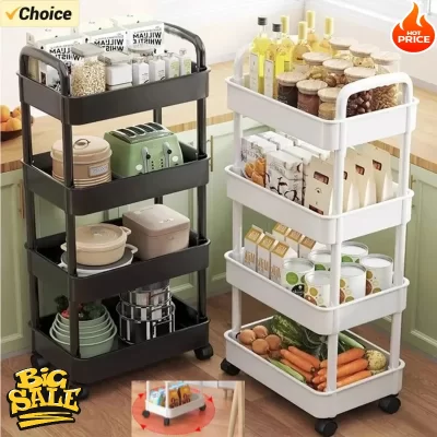 Prateleira de armazenamento de cozinha multifuncional, carrinho móvel, rack de armazenamento multicamadas de chão, para lanches, frutas e legumes