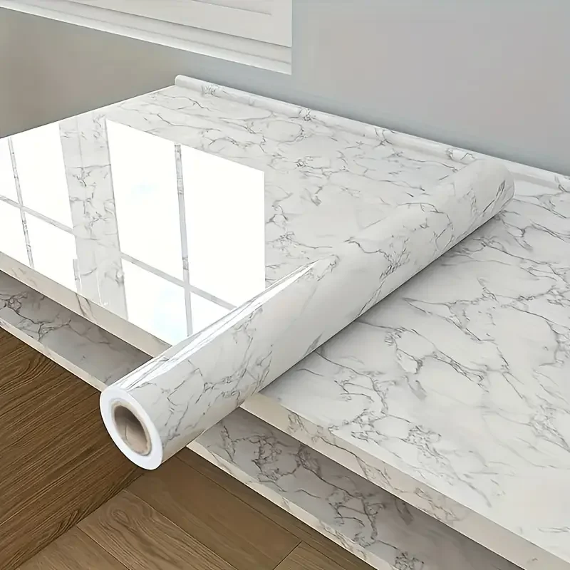 Papel de parede autoadesivo de mármore de PVC adequado para restaurante, cozinha, sala de estar, fundo de parede, adesivo à prova d'água e à prova de óleo - Image 2