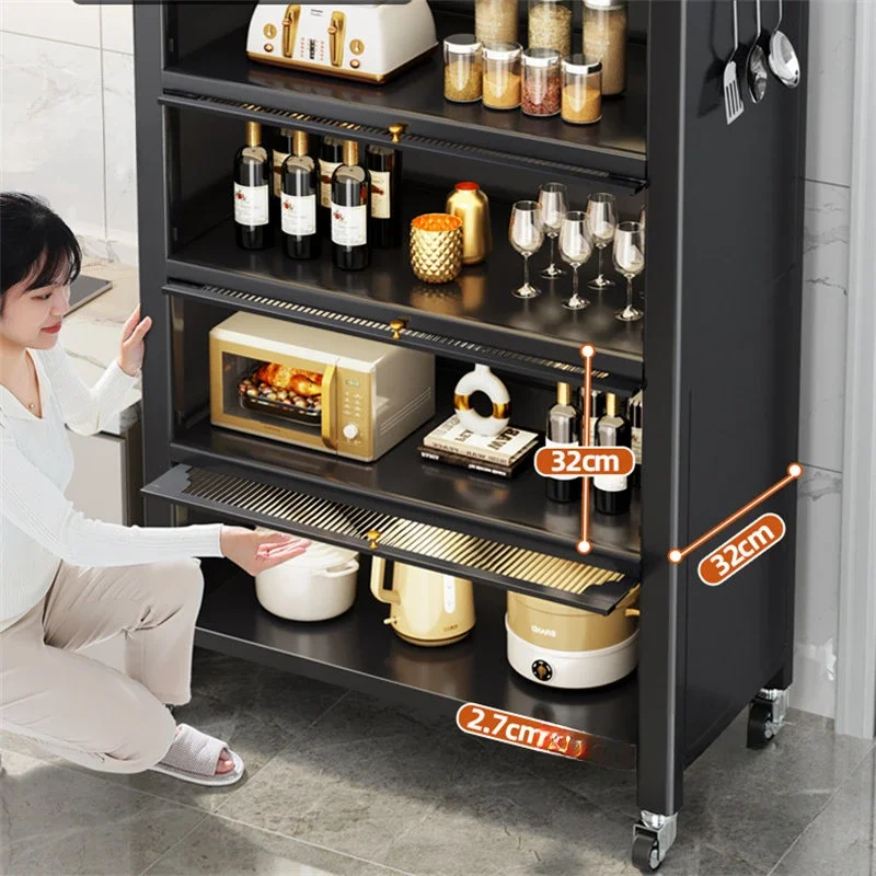 Armários de cozinha de metal simples, móveis para casa, armários de armazenamento multicamadas, prateleiras de chão, cozinha, armário de talheres multifuncional - Image 2