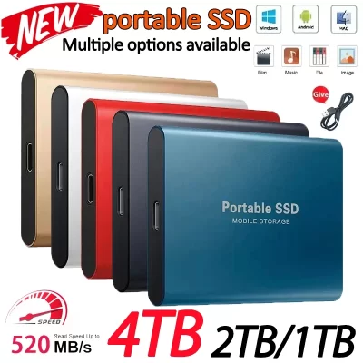Large capacity storage hard drive 1TB 2TB original external hard drive 4TB type-c storage hard drive, for laptops/PCs/Macs