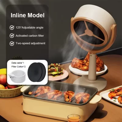 Exaustor de mesa com ângulo ajustável para panela quente interna, extrator portátil para churrasco, exaustão com 10 peças de esponja de filtro 5v 8w 3000mah