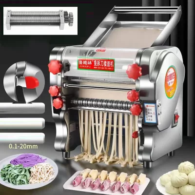 The New Electric Noodle Press Machine Dough Roller Stainless Steel Pasta Maker dumpling skin Commercial Kneading Machine 220type