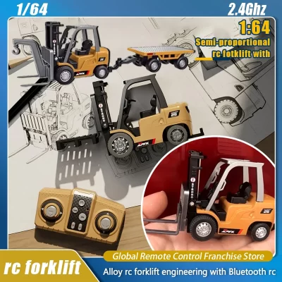 1/64 Rc Forklift Mini Semi-proportional 2.4G Rc Car Bluetooth Alloy Remote Control Engineering Vehicle Children Toys Ask Nanfeng