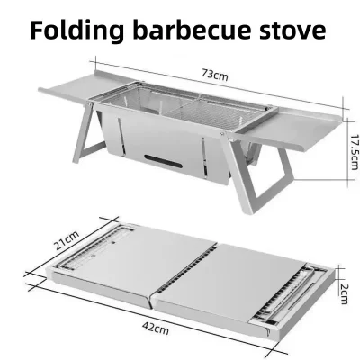 Fogão de churrasco dobrável de aço inoxidável ao ar livre para casa e churrasco a carvão ao ar livre fogão de churrasco dobrável portátil sem fumaça