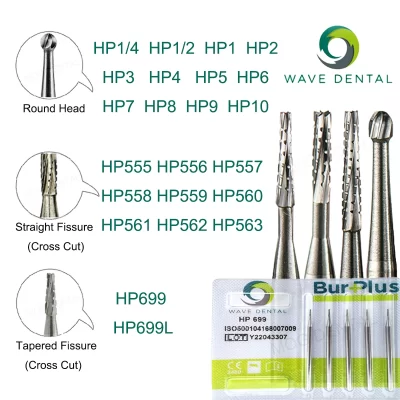 Onda dental carboneto de tungstênio burs hp série brocas odontologia para nariz reto cone handpiece ferramentas dentista 5 unidades/pacote