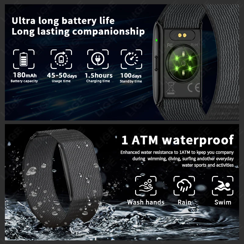 LIGE New GPS Sports Smart Bracelet Men AI Healthy Blood Pressure Fitness Tracker Pedometer Call Reminder Smartwatch Band Women - Image 5