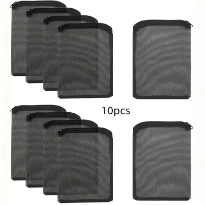 10 sacos de filtro de malha preta dos pces com zíperes para a mídia de filtragem do aquário durável respirável mantém materiais organizados