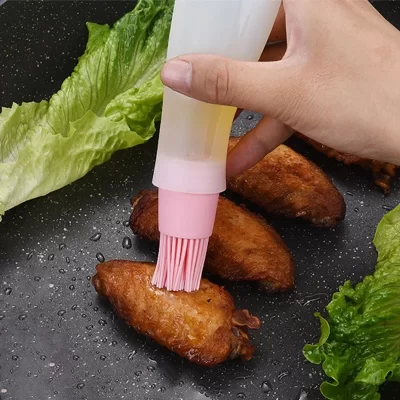 Garrafa de óleo de silicone escova dispensador de óleo garrafa com escova de churrasco resistente a altas temperaturas escova de alinhavo cozinha ferramentas para churrasco