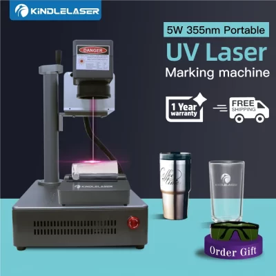 KINDLELASER 5W UV Máquina de gravação a laser de fibra 355nm para marcação a laser de vidro/madeira/PVC/aço inoxidável DIY