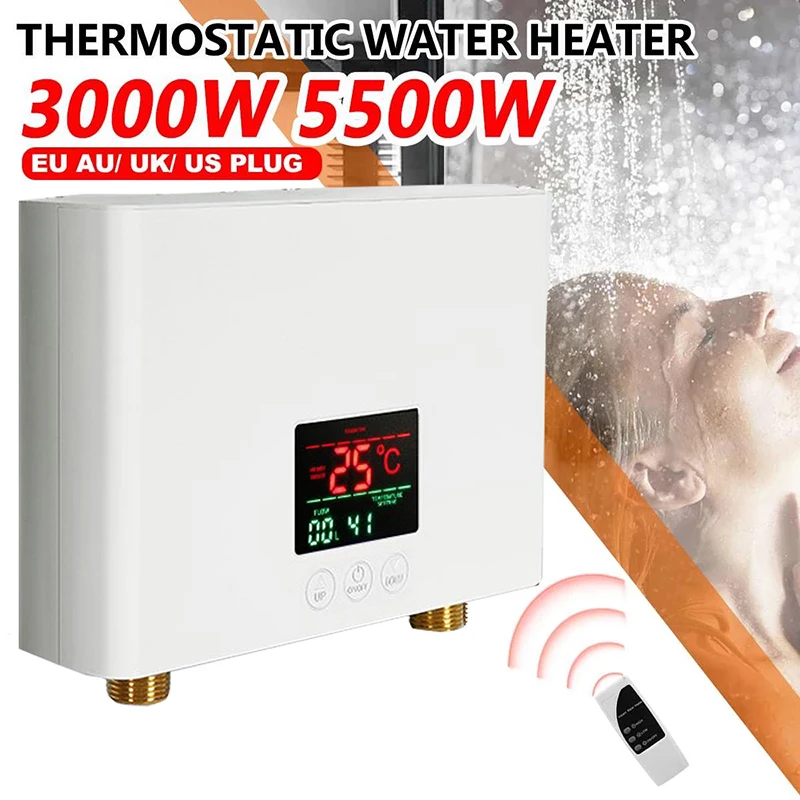 Aquecedor de água instantâneo 110v/220v, 3000w/5500w, aquecedores elétricos de parede para banheiro, chuveiro de água quente e aquecimento de cozinha doméstica - Image 2