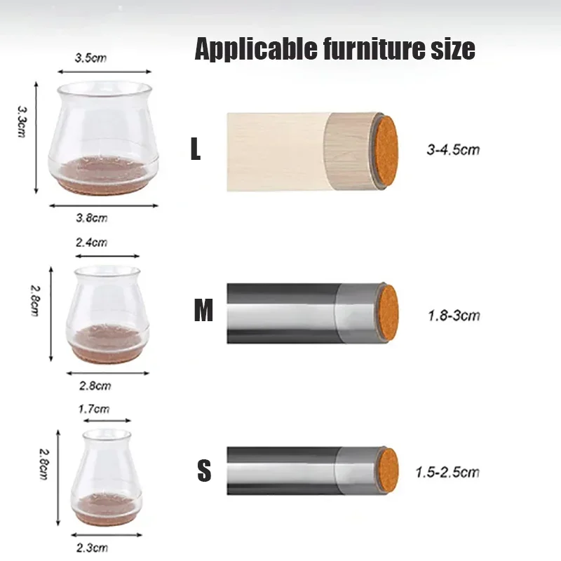 Silicone Cadeira Leg Caps, Pés Protetores Pads, Tampas De Mesa Para Móveis, Plugs De Meias, Pés De Nivelamento, Home Decor, 24 Pcs, 4 Pcs - Image 6