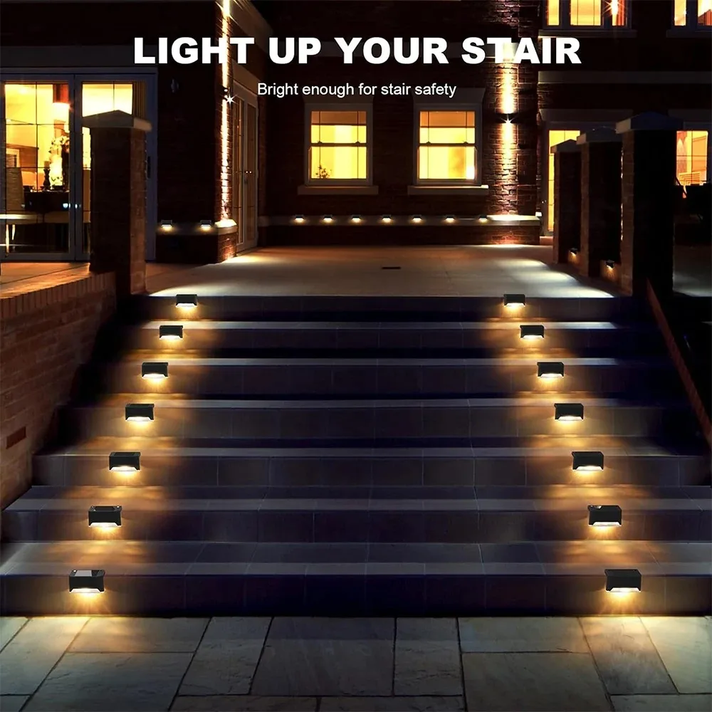 4-20 pçs branco quente led solar passo luzes ao ar livre jardim caminho luzes da escada à prova dwaterproof água varanda pátio cerca iluminação decoração - Image 4