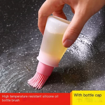 Garrafa de óleo de silicone escova dispensador de óleo garrafa com escova de churrasco resistente a altas temperaturas escova de alinhavo cozinha ferramentas para churrasco