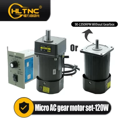 120W Micro AC Motor 110v 220v Single Phase Asynchronous Motor Gear Motor 15mm Motor Shaft+ Speed Controller 5RPM-1350RPM 50/60hz