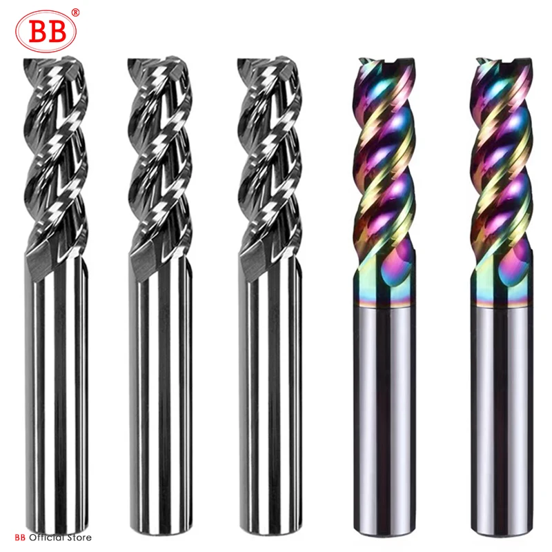 Bb 3 flauta carboneto fresa tungstênio fresa cnc ferramenta 1 a 20mm hrc55 para alumínio fibra de vidro acrílico madeira cobre plástico